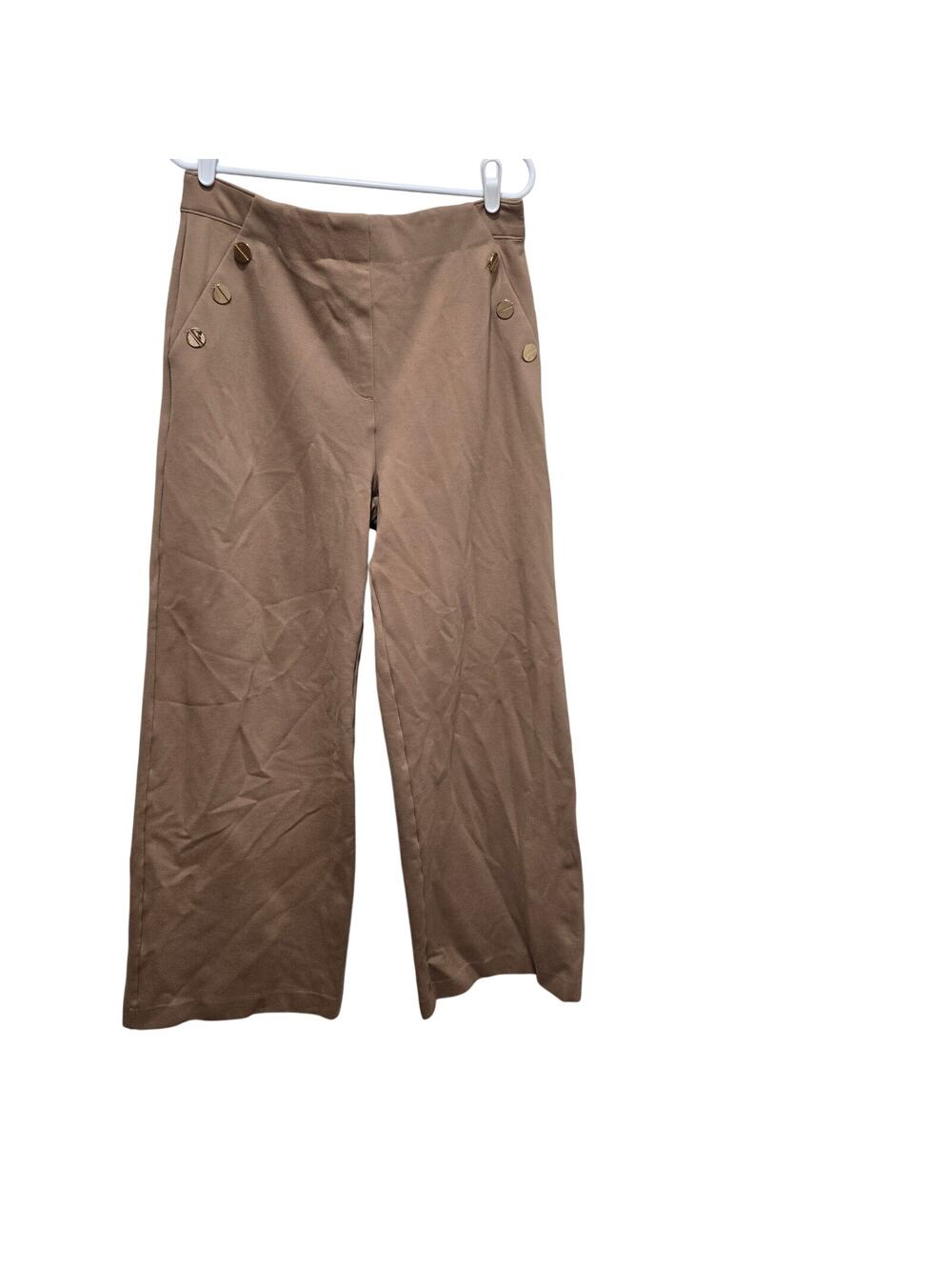 SPANX Wide Leg Ponte Sailor Pants XL Tan Pull On Stretch Trouser